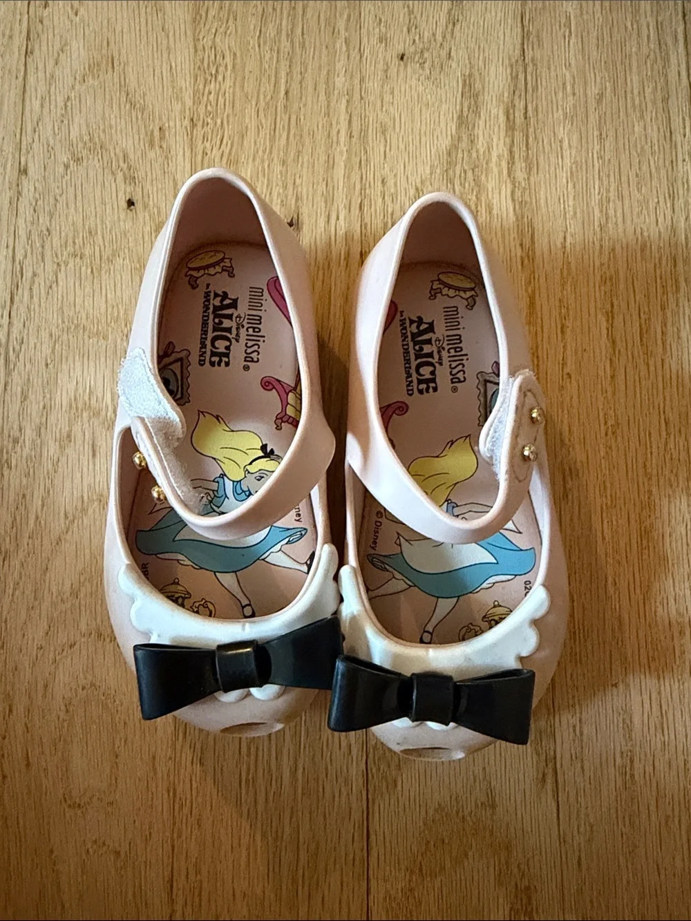 Mini Melissa Light Pink Mary Jane Shoes with Black Bow
